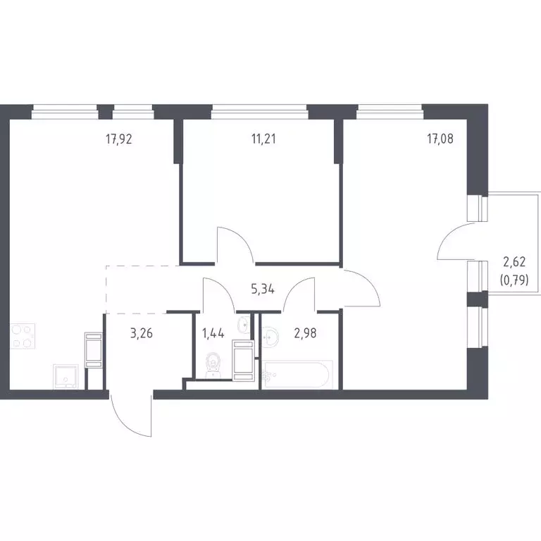 3-комнатная квартира: Колпино, жилой комплекс Новое Колпино (78.02 м) - Фото 0