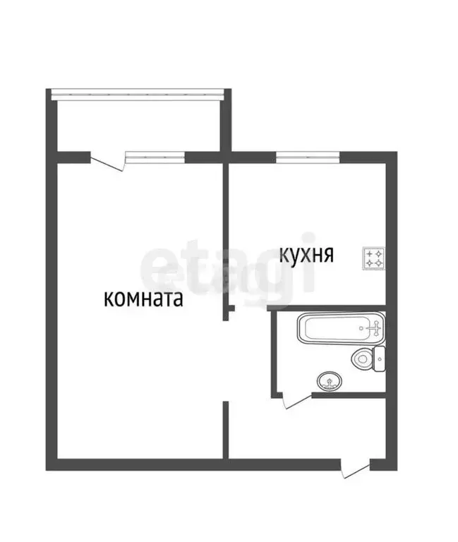 1-комнатная квартира: Курган, Станционная улица, 58 (31.2 м) - Фото 1