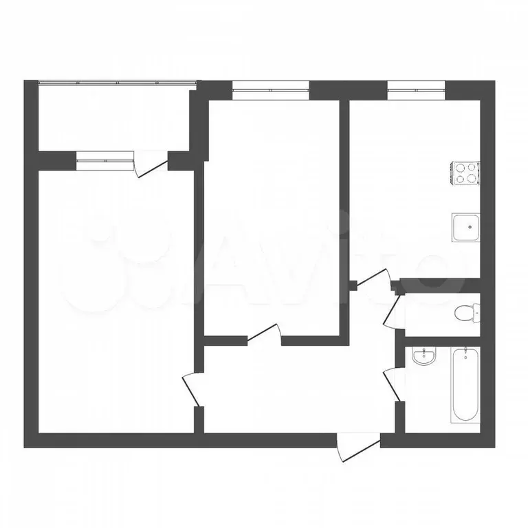 2-к. квартира, 52 м, 6/9 эт. - Фото 0