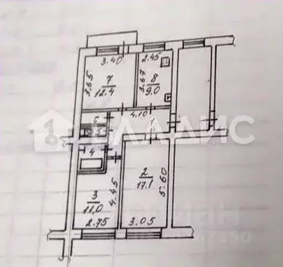 3-к кв. Калужская область, Калуга ул. Гагарина, 13 (65.4 м) - Фото 2