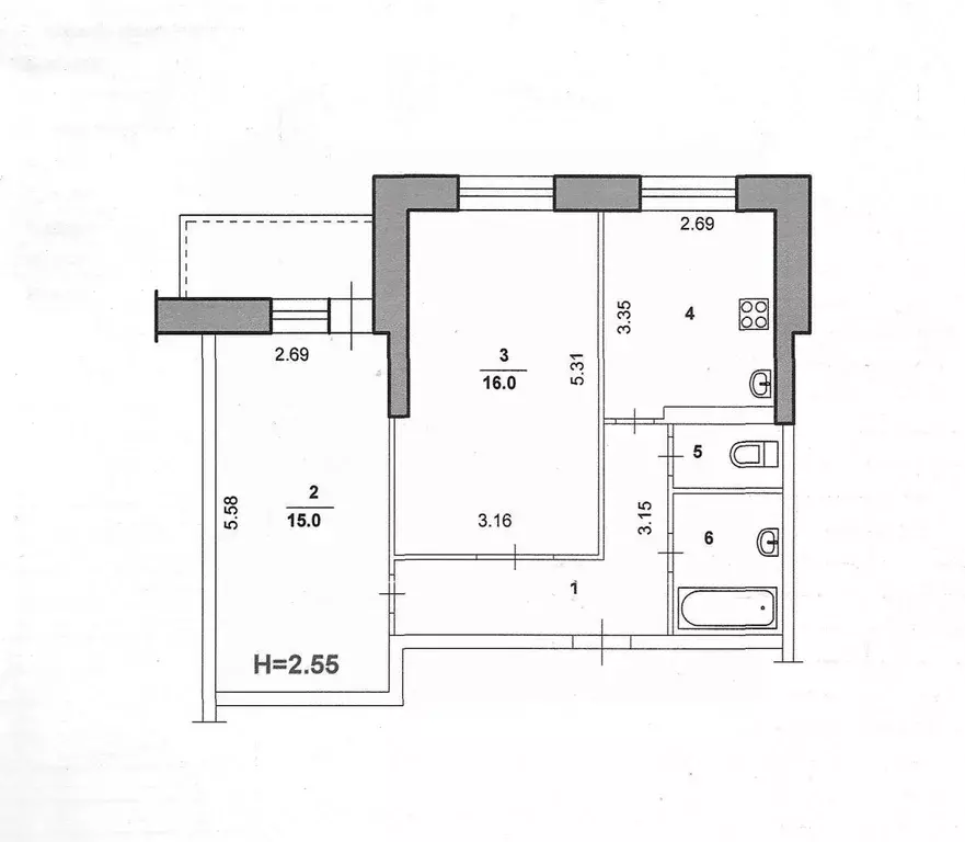 2-к кв. Волгоградская область, Волжский ул. Мира, 131 (50.9 м) - Фото 2