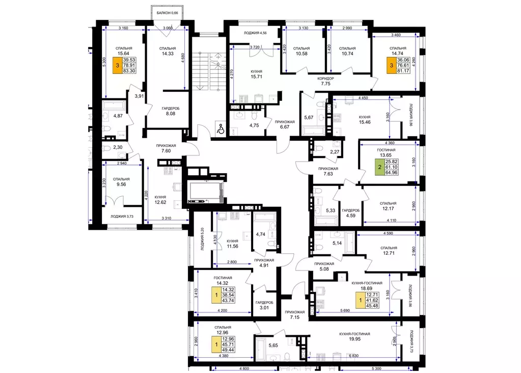 3-к кв. Калининградская область, Гурьевск Включи жилой комплекс (81.17 ... - Фото 2