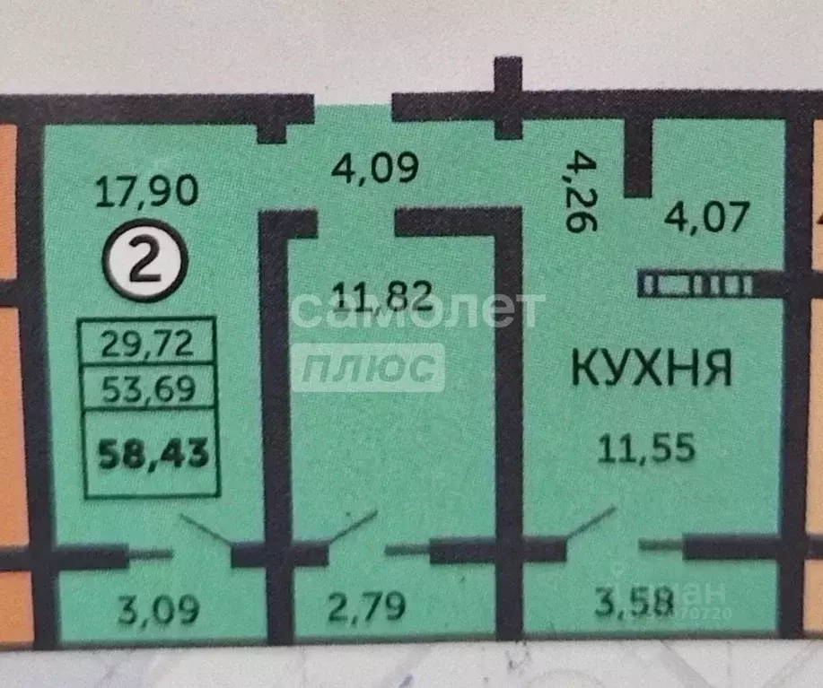 2-к кв. Оренбургская область, Оренбург ул. Фронтовиков, 10/4 (58.43 м) - Фото 1