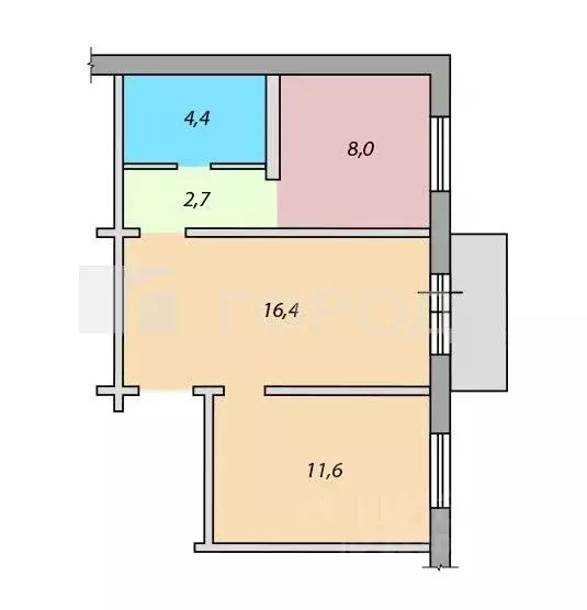 2-к кв. Кемеровская область, Новокузнецк ул. Рокоссовского, 16В (44.4 ... - Фото 2