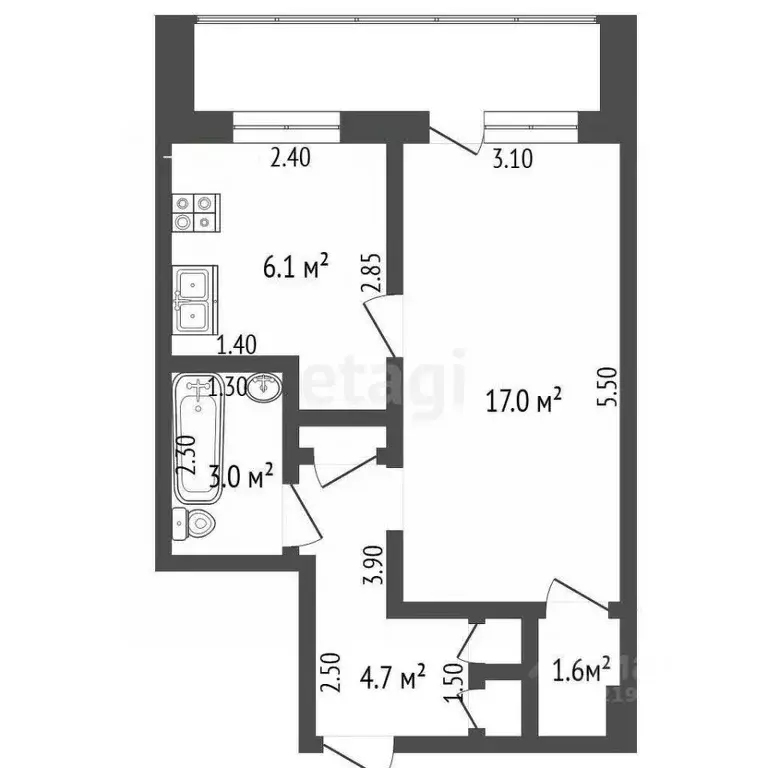 1-к кв. Архангельская область, Коряжма ул. Набережная им. Н. ... - Фото 2