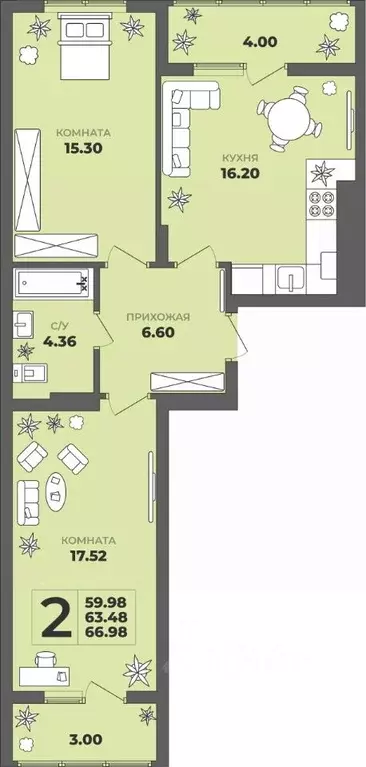 2-к кв. Калининградская область, Калининград ул. Генерала Толстикова, ... - Фото 1