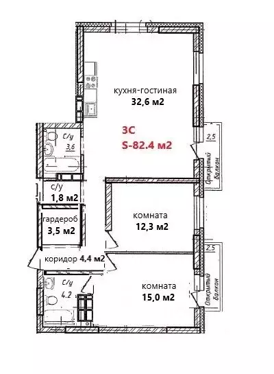 4-к кв. Новосибирская область, Новосибирск Бугринский мкр,  (82.4 м) - Фото 1