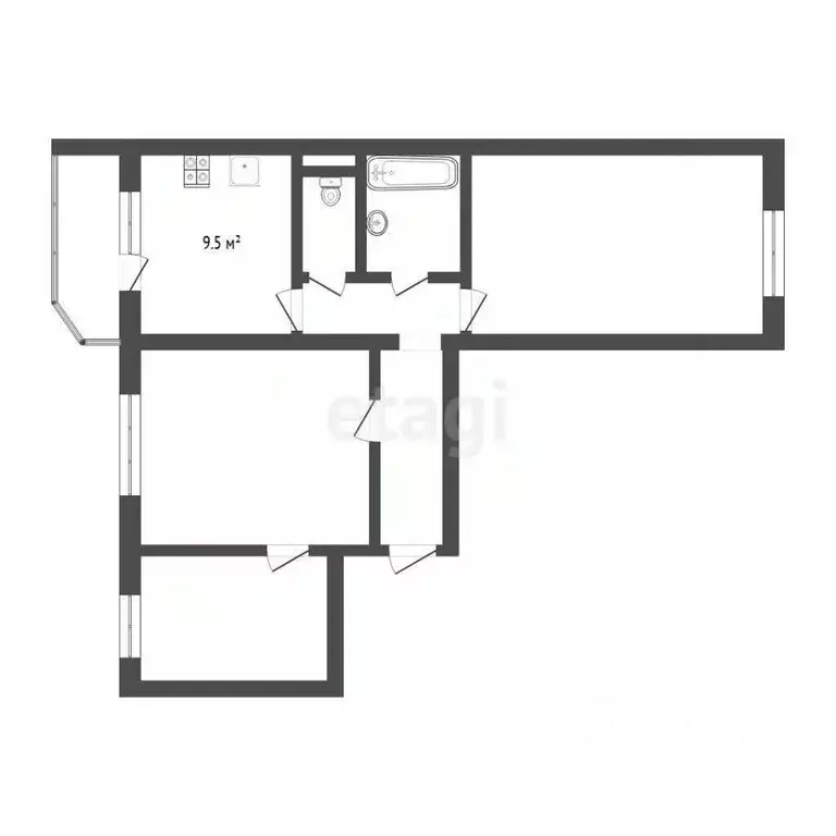 2-к кв. Тюменская область, Тюмень ул. Пермякова, 68 (62.1 м) - Фото 2