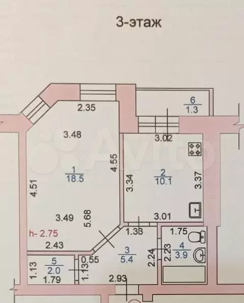 1-к. квартира, 40 м, 3/6 эт. - Фото 0