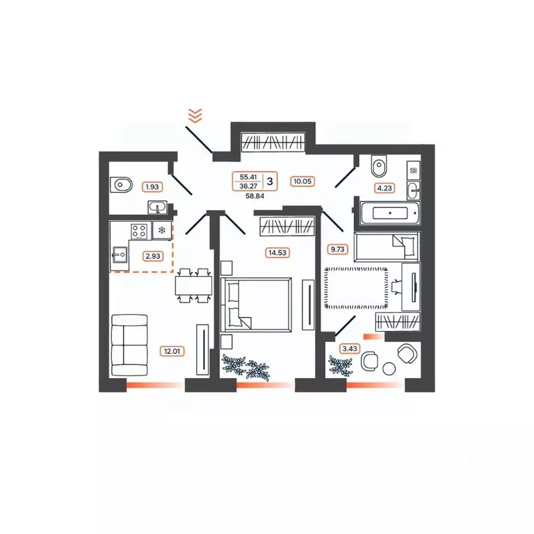 3-к кв. Ростовская область, Батайск ул. Дружная, 10 (58.84 м) - Фото 1