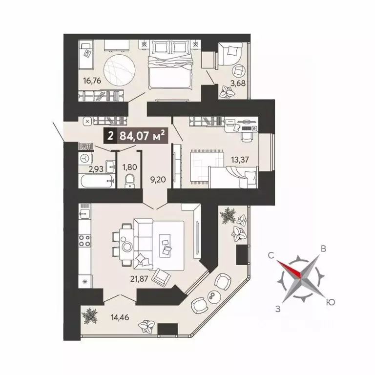 2-к кв. Пензенская область, Пенза ул. 8 Марта, 31к4 (84.07 м) - Фото 0