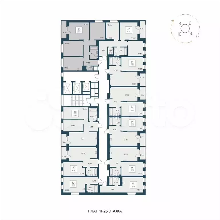 3-к. квартира, 74,3 м, 22/25 эт. - Фото 1