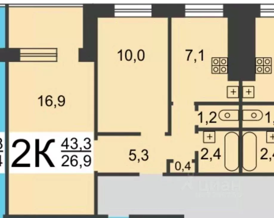 2-к кв. Нижегородская область, Нижний Новгород Северный жилрайон, ул. ... - Фото 2