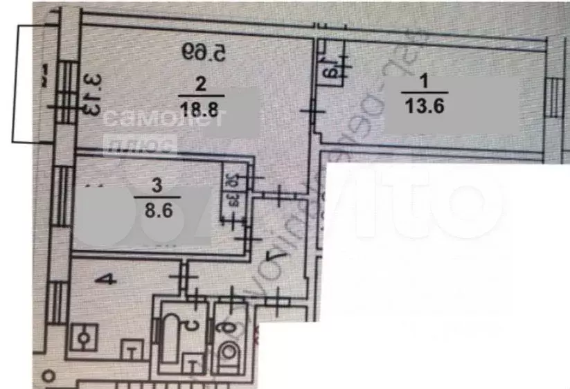 3-к. квартира, 57 м, 5/9 эт. - Фото 0
