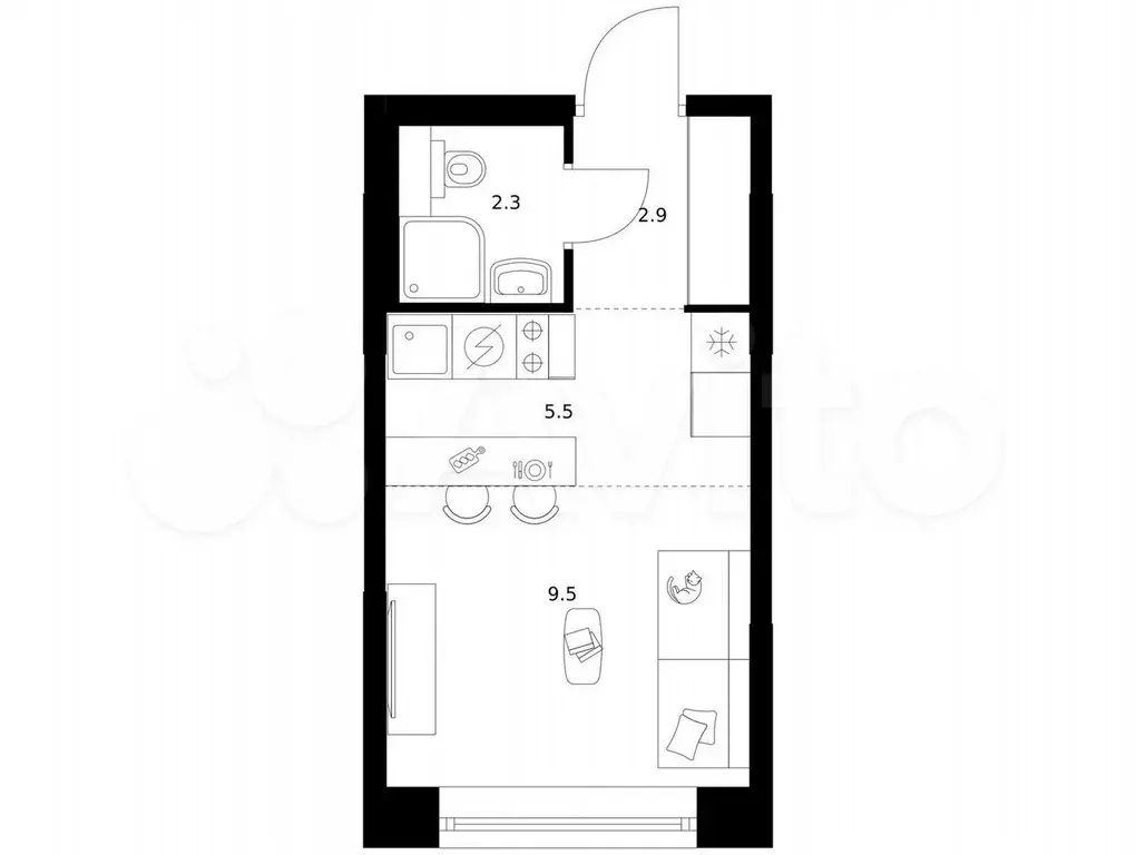 Квартира-студия, 20,2 м, 6/24 эт. - Фото 0