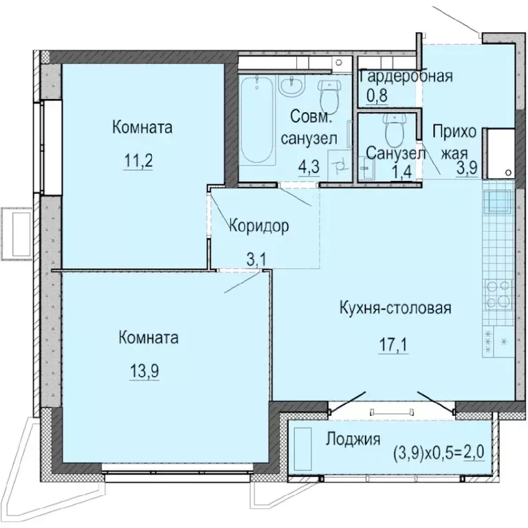 2-к кв. Удмуртия, Ижевск Ракетный жилрайон, 3-й мкр,  (57.7 м) - Фото 0