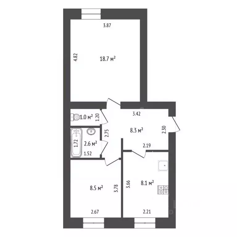 2-к кв. Архангельская область, Коряжма ул. Кирова, 26 (47.2 м) - Фото 2