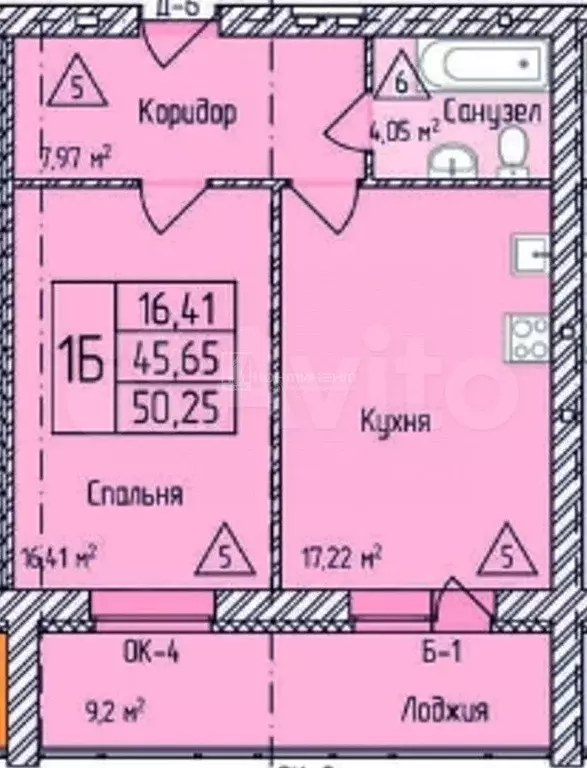 1-к. квартира, 50,3 м, 6/8 эт. - Фото 0