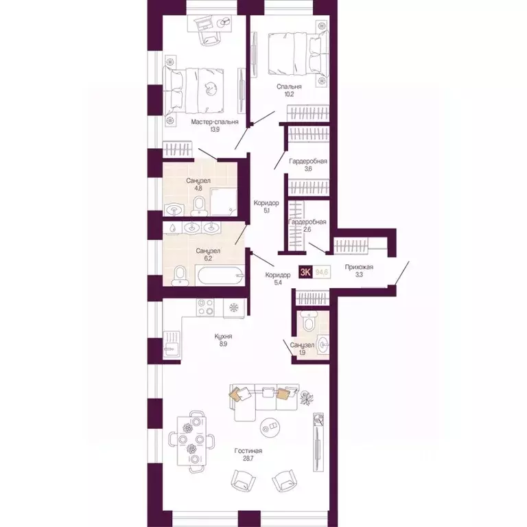 3-к кв. Нижегородская область, Нижний Новгород ул. Тургенева (94.6 м) - Фото 1