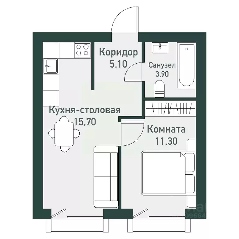 1-к кв. Челябинская область, Челябинский городской округ, пос. ... - Фото 1