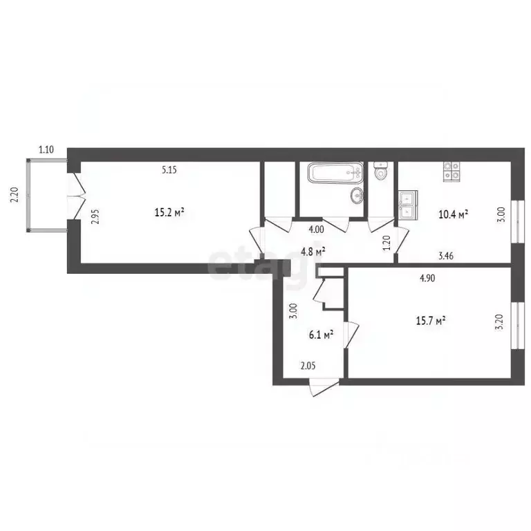 2-к кв. Кемеровская область, Новокузнецк ул. Ленина, 68 (58.5 м) - Фото 1