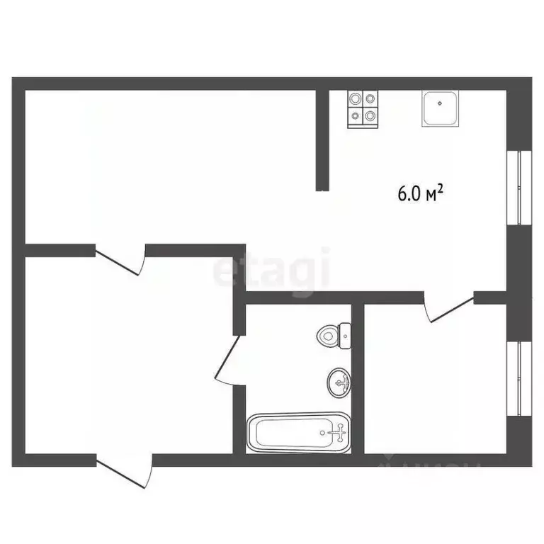 1-к кв. Ростовская область, Батайск ул. Энгельса, 204 (42.0 м) - Фото 1