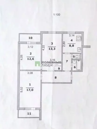 3-к кв. Белгородская область, Белгород Вокзальная ул., 28 (70.7 м) - Фото 2