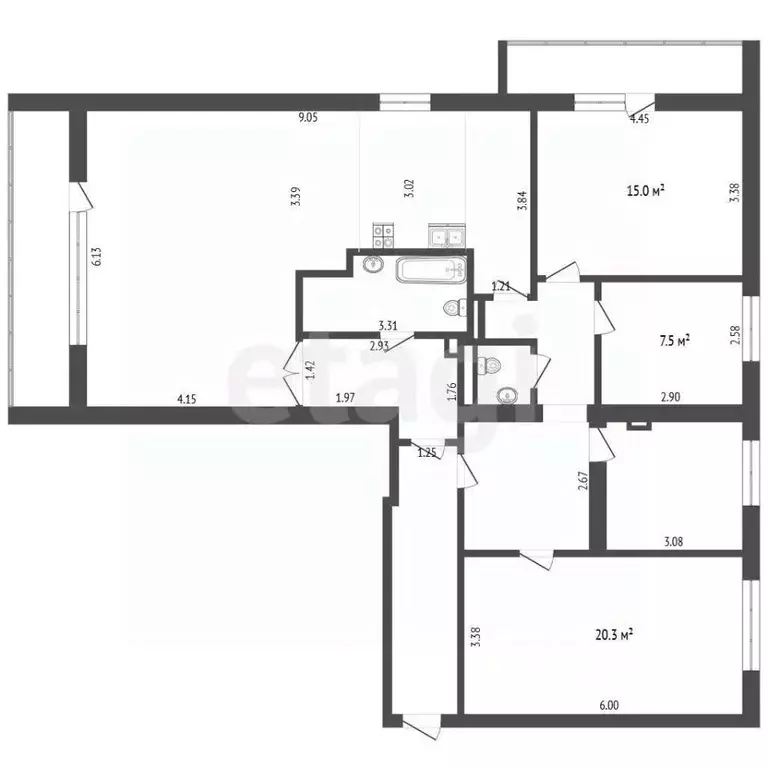 4-к кв. Московская область, Реутов ул. Дзержинского, 3к2 (114.3 м) - Фото 2