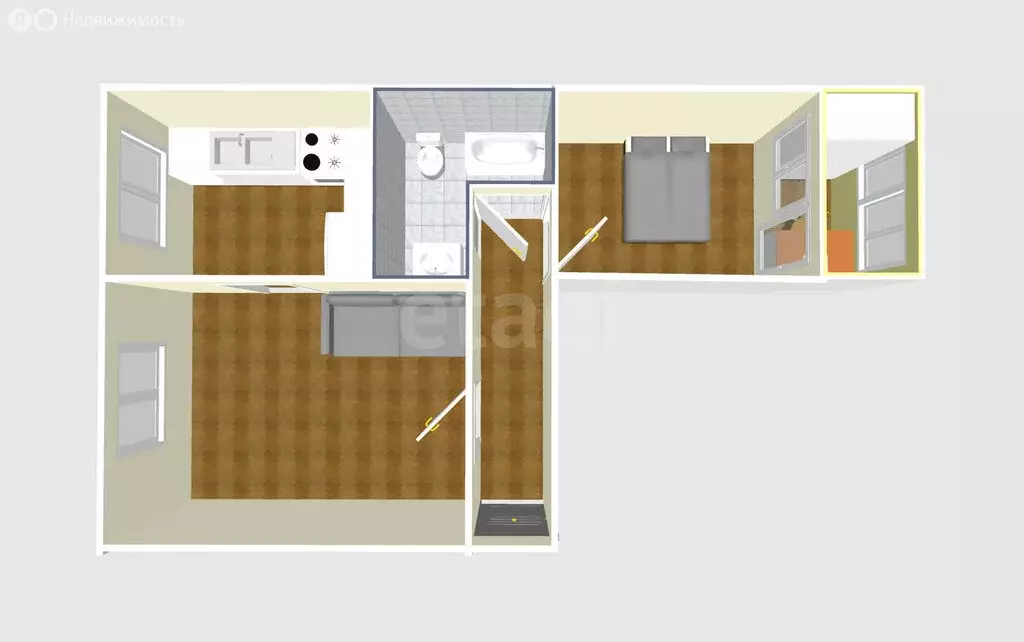2-комнатная квартира: Южно-Сахалинск, проспект Мира, 284А (50.2 м) - Фото 1