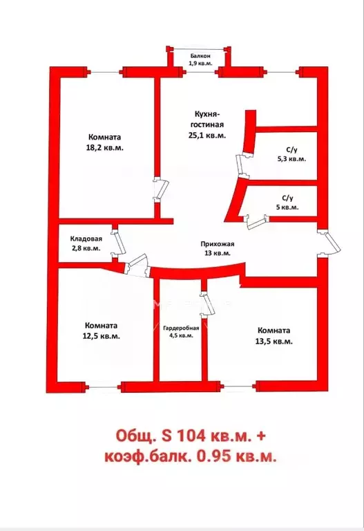 4-к кв. Санкт-Петербург Варшавская ул., 26 (104.0 м) - Фото 1
