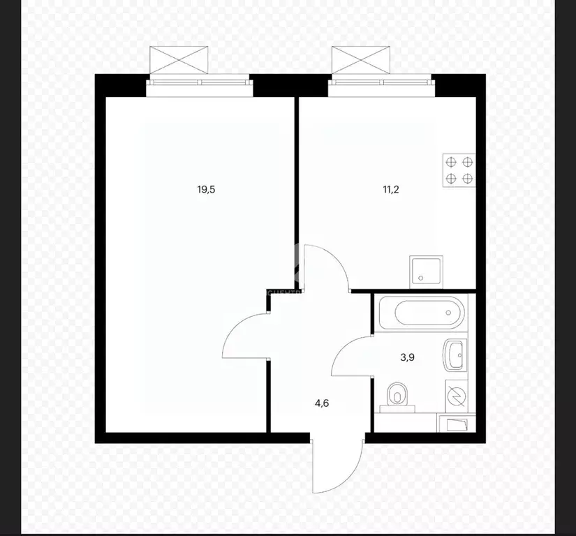 Студия Новосибирская область, Бердск Лунная ул., 32 (39.1 м) - Фото 2