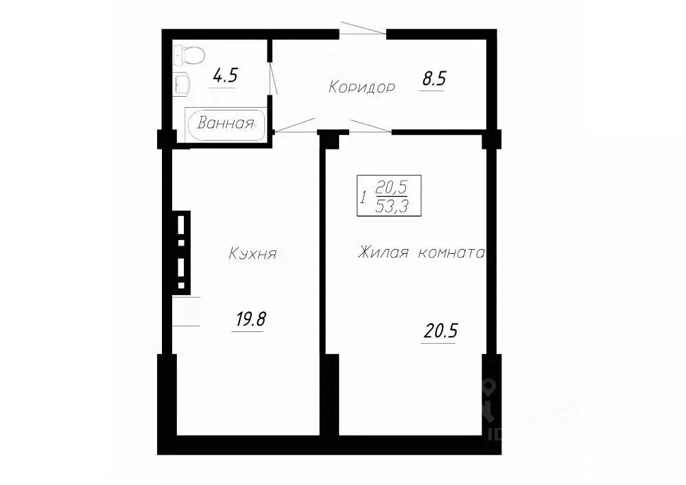 1-к кв. Ставропольский край, Ессентуки  (53.3 м) - Фото 1
