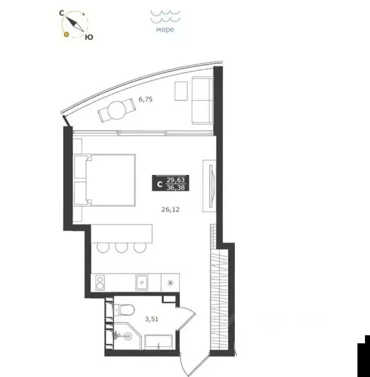 Студия Крым, Алушта муниципальный округ, с. Виноградное ул. Сусловой, ... - Фото 2