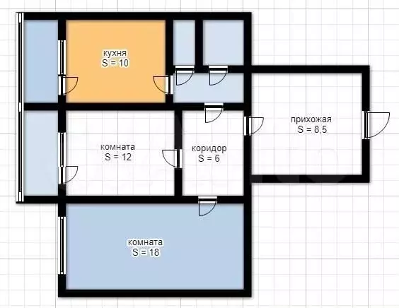 2-к. квартира, 61 м, 3/5 эт. - Фото 0