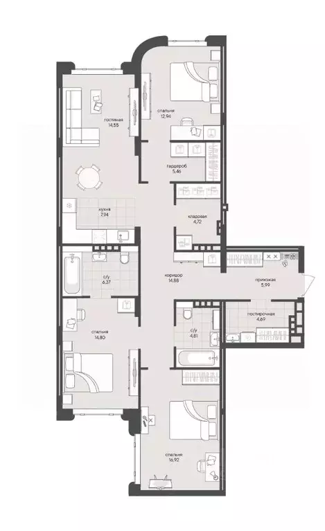 3-к кв. Новосибирская область, Новосибирск Кедровая ул., 79 (114.07 м) - Фото 0