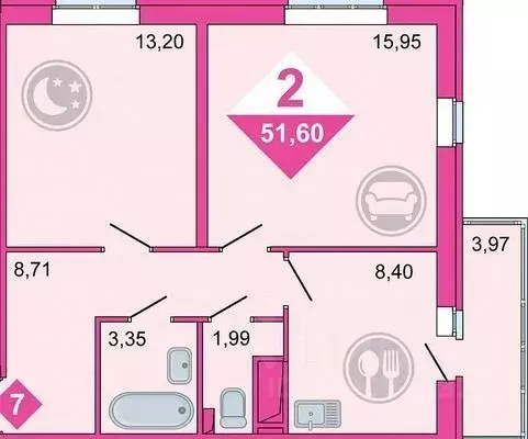 2-к кв. Тюменская область, Тюмень ул. Дмитрия Менделеева, 2к2 (57.0 м) - Фото 0