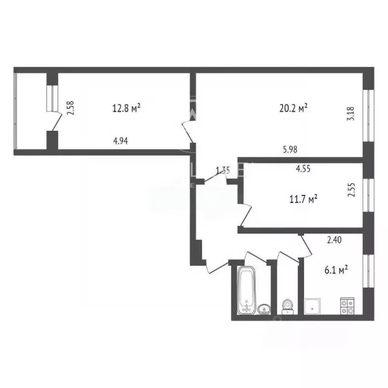 3-к кв. Москва Ярославское ш., 12К1 (57.8 м) - Фото 2