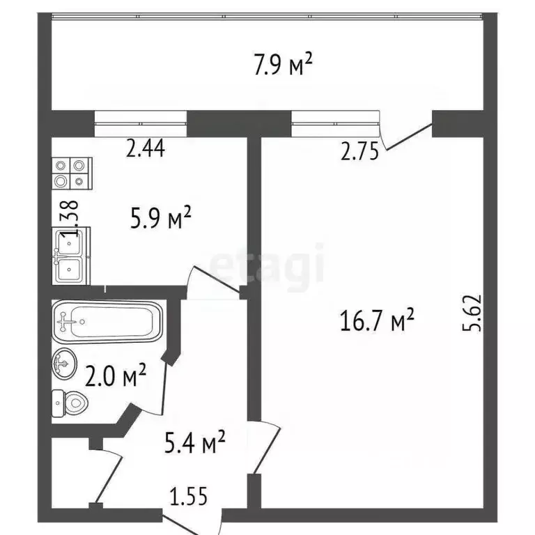 1-к кв. Крым, Ялта ул. Горького, 6 (37.2 м) - Фото 1
