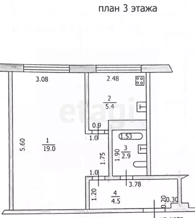 1-к кв. Татарстан, Казань ул. Нурсултана Назарбаева, 70 (31.8 м) - Фото 1