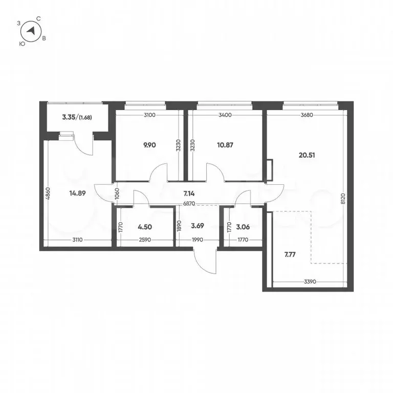 3-к. квартира, 84 м, 8/15 эт. - Фото 1