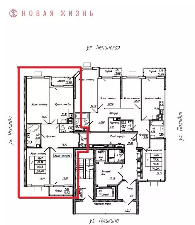 3-к кв. Самарская область, Самара Ленинская ул. (93.97 м) - Фото 0