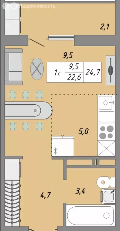 Квартира-студия: Оренбург, улица Юркина, 8 (25 м) - Фото 0