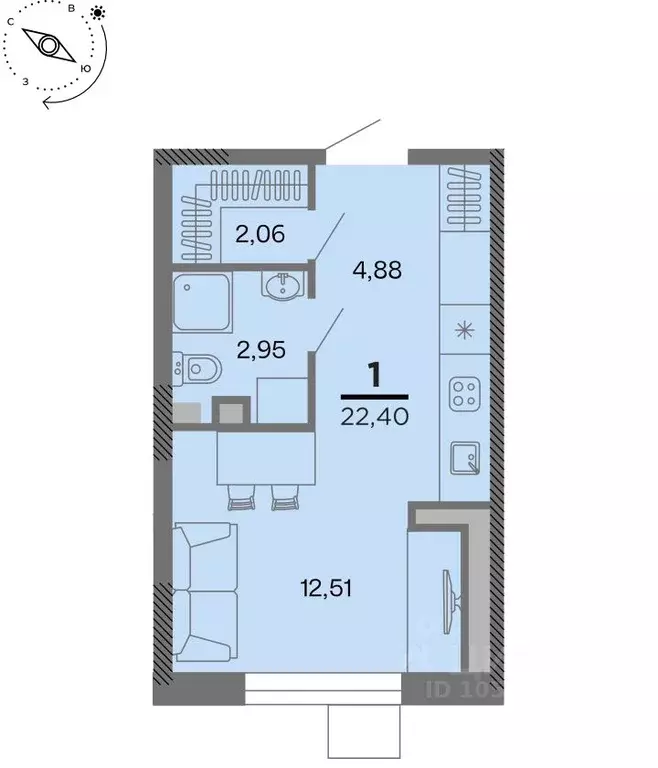 Студия Рязанская область, Рязань Метропарк тер., Метропарк жилой ... - Фото 1