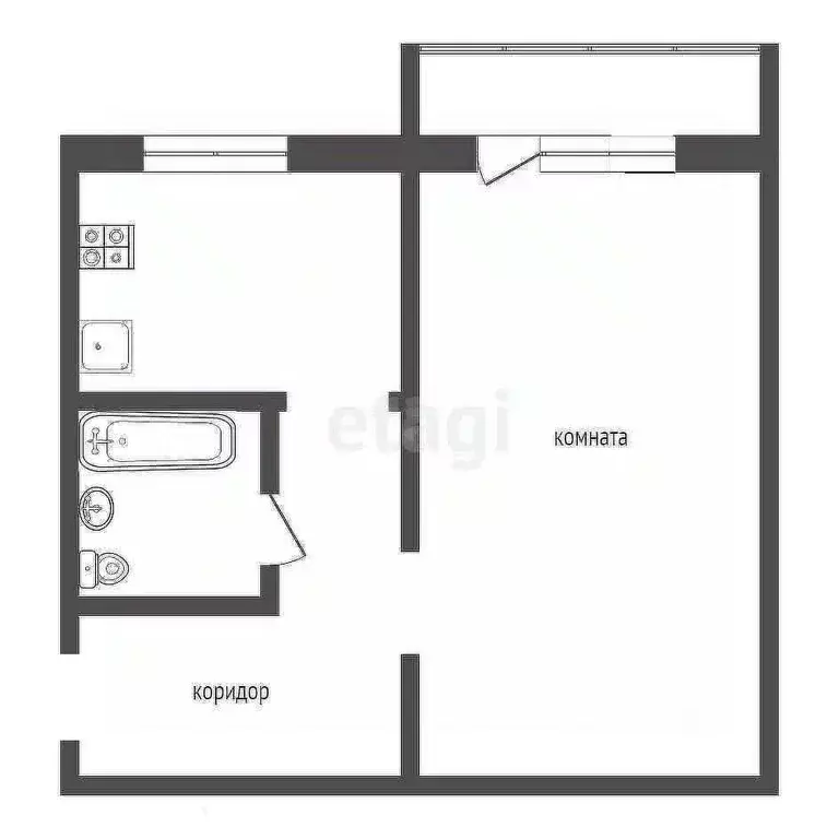 1-к кв. Московская область, Коломна просп. Кирова, 24 (32.0 м) - Фото 0
