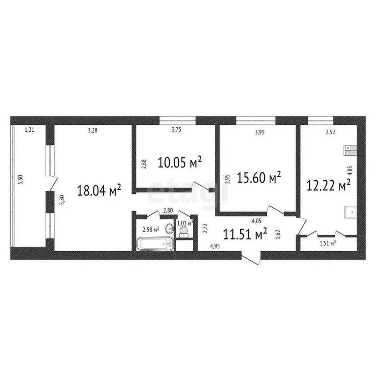 3-комнатная квартира: Ульяновск, Кузоватовская улица, 35 (75 м) - Фото 1