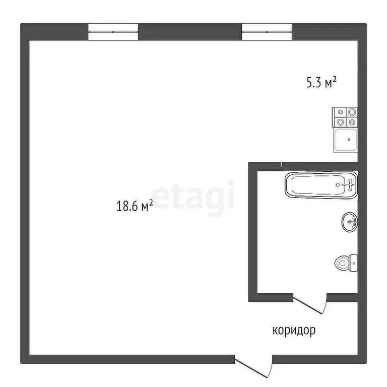 Квартира-студия: Череповец, Архангельская улица, 11 (30.1 м) - Фото 1