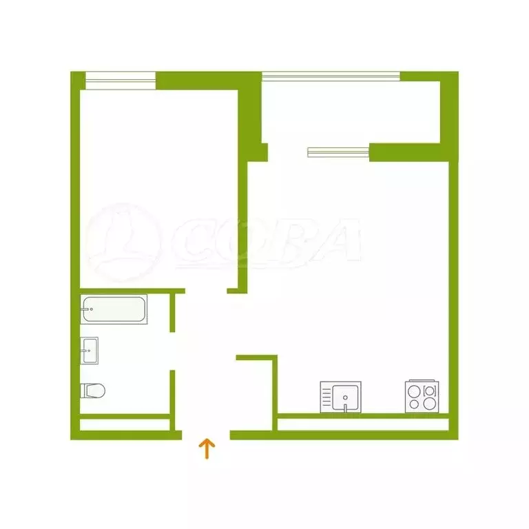 1-комнатная квартира: Тюмень, Заполярная улица, 3 (42.2 м) - Фото 1