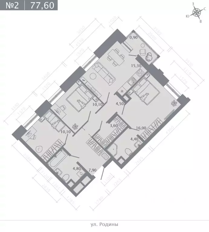 3-к кв. Татарстан, Казань ул. Родины, 27Б (77.6 м) - Фото 0