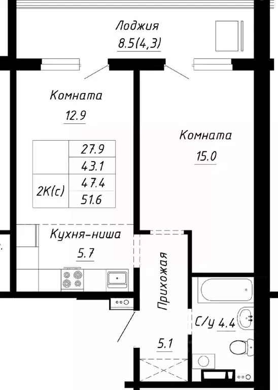 2-к кв. Алтайский край, Барнаул ул. Им. Анатолия Мельникова, 1 (47.4 ... - Фото 0