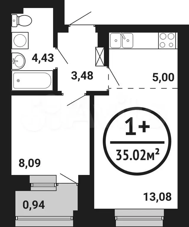 1-к. квартира, 35 м, 3/8 эт. - Фото 0